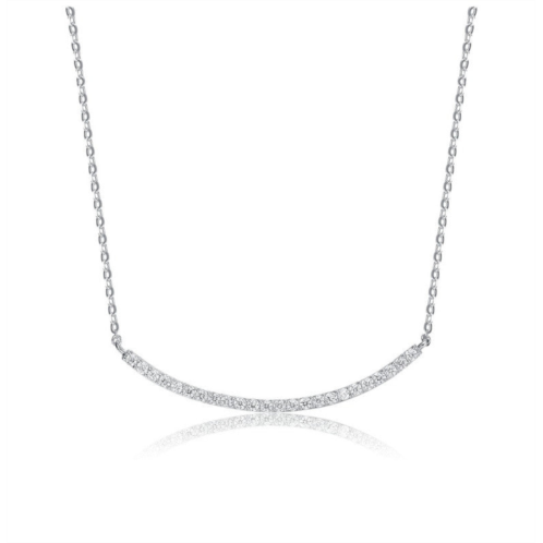 Genevive sterling silver with clear cubic zirconia curved necklace