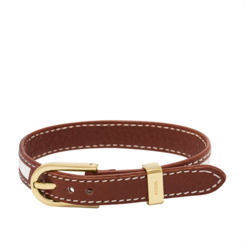 Fossil womens heritage d-link brown and white leather strap bracelet