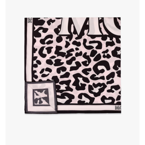 MCM leopard print logo silk scarf