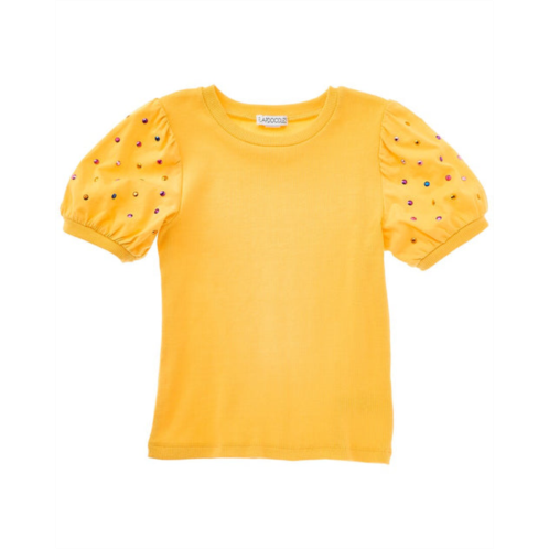 Flapdoodles stud dot puff sleeve top