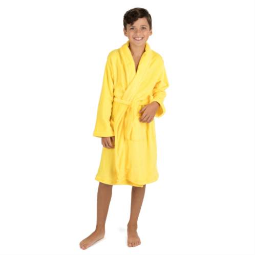 Leveret kids fleece hooded robe classic solid color