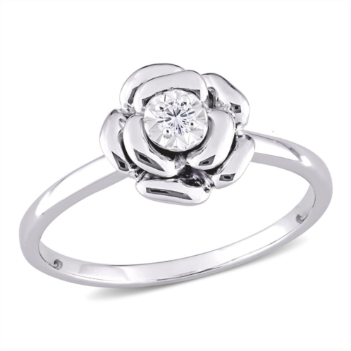 Mimi & Max diamond accent flower ring in sterling silver
