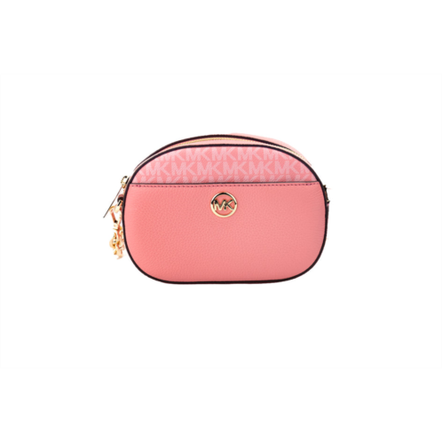 Michael Kors jet set glam tea rose leather oval crossbody handbag womens purse