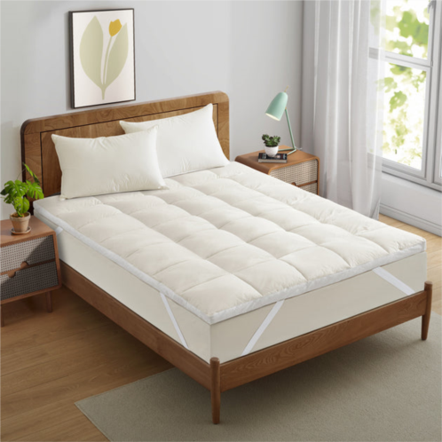 Puredown peace nest 2 ultra plush feather bed mattress topper, king queen full twin pillow top, 100% natural cotton cover