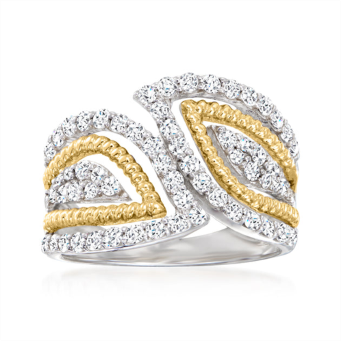 Ross-Simons diamond bypass ring in sterling silver with 14kt yellow gold
