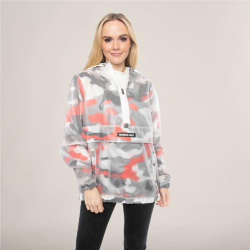 Members Only womens translucent camo print popover oversized jacket