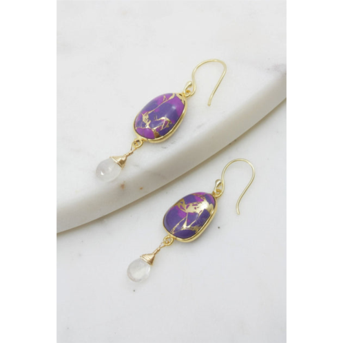 A Blonde and Her Bag victoria earrings in purple turquoise mojave and moonstone in gold