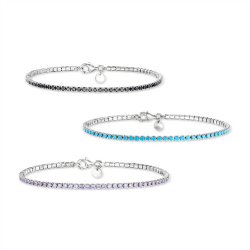 Ross-Simons italian onyx, turquoise and tanzanite jewelry set: 3 tennis bracelets in sterling silver