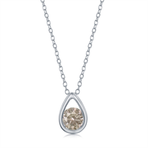 Simona sterling silver pearshaped necklace w/round june birthstone - alexandrite