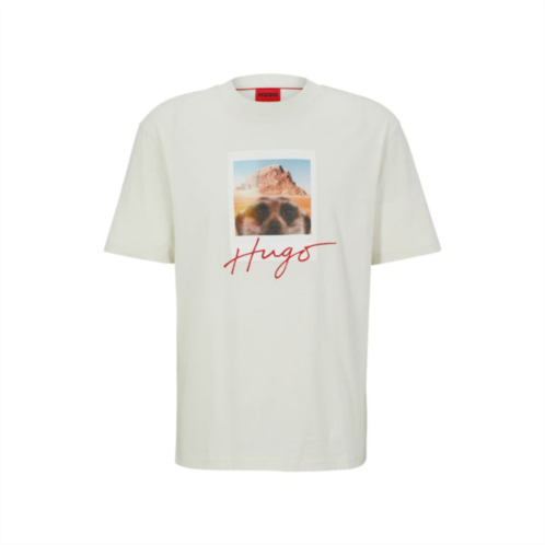 HUGO cotton-jersey t-shirt with animal print and logo