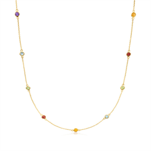 RS Pure ross-simons multi-gemstone station necklace in 14kt yellow gold