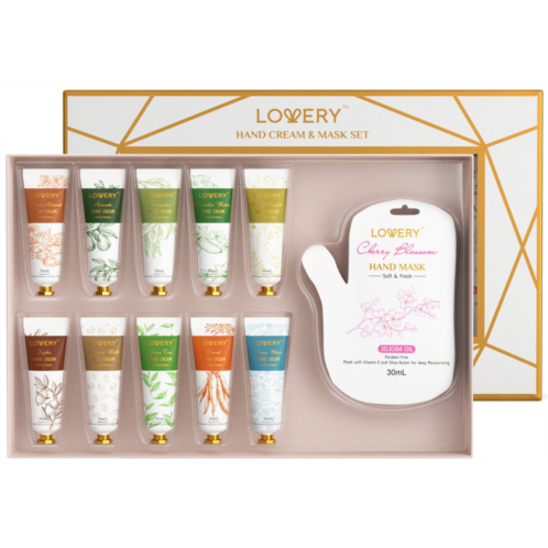 Lovery hand cream & hand mask gift set - 10 hand lotions and 5 hand masks