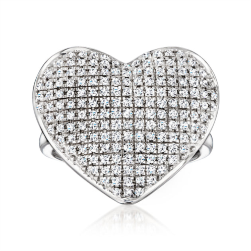 Ross-Simons pave diamond heart ring in sterling silver