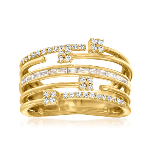 Ross-Simons baguette and round diamond multi-row ring in 18kt gold over sterling