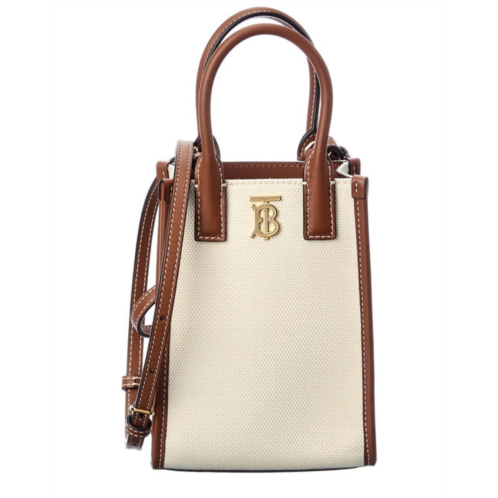 Burberry micro canvas & leather tote