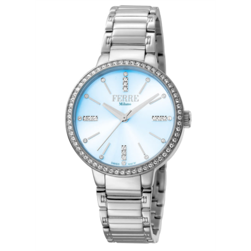Ferre Milano womens light blue dial stainless steel watch