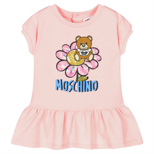 Moschino pink teddy bear logo dress