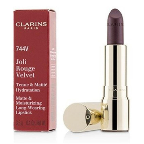 Clarins 218940 0.1 oz joli rouge velvet matte & moisturizing long wearing lipstick, no.744v plum