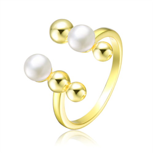 Genevive sterling silvergold plated 5mm freshwater pearl modern ring
