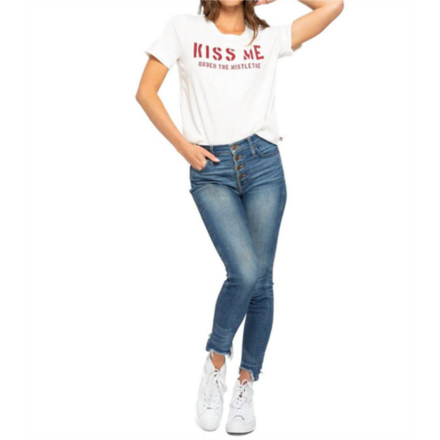 SOL ANGELES kiss me boxy crew tee in white