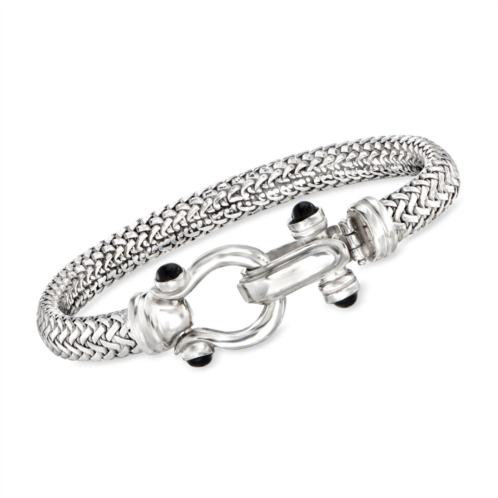 Ross-Simons italian sterling silver horsebit bracelet with black onyx