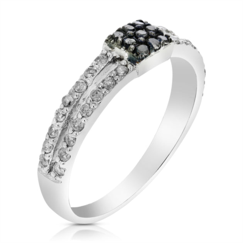 Vir Jewels 2/5 cttw black and white diamond ring .925 sterling silver with rhodium