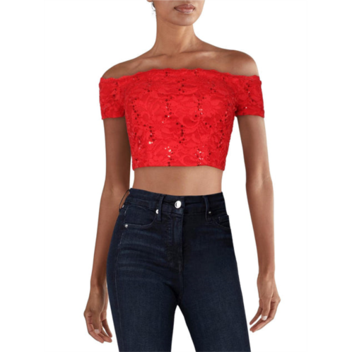 B. Darlin juniors womens lace sequined cropped