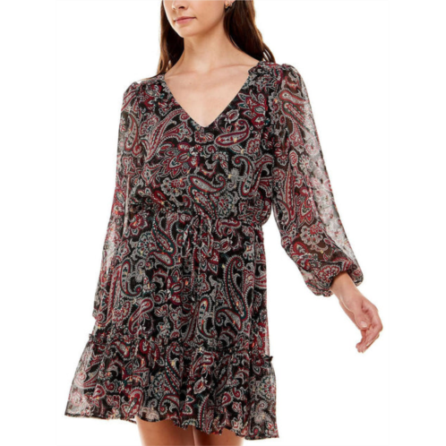Crystal Doll juniors womens paisley above knee fit & flare dress