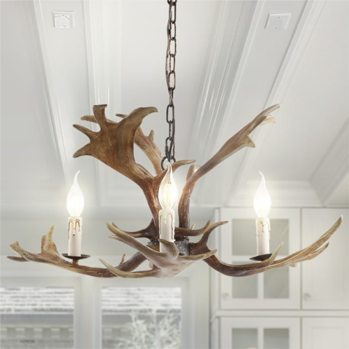 JONATHAN Y eldora 27 adjustable resin antler 3-light led chandelier