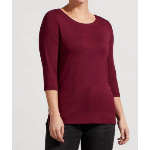 TRIBAL soft french terry boat neck top in red wine