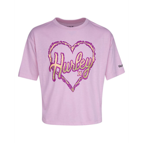 Hurley boxy heart graphic t-shirt with hair tie