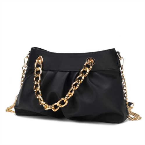 MKF Collection by Mia k. marvila minimalist vegan leather chain ruched shoulder bag
