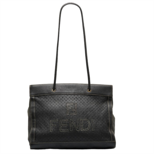 Fendi zucca leather shoulder bag (pre-owned)