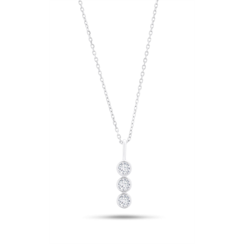 Nicole Miller 14k white or yellow gold 3 stone pendant necklace with cubic zirconia and 18 inch adjustable chain