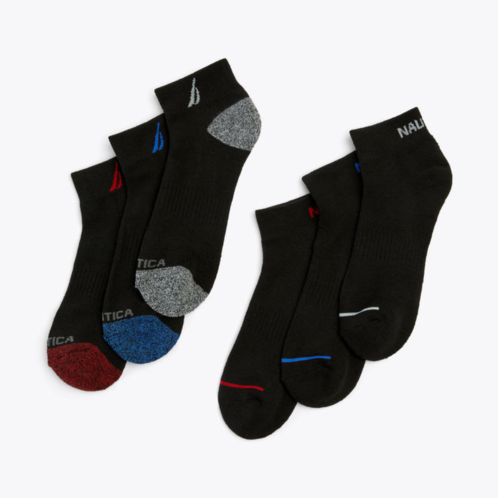 Nautica athletic logo quarter socks, 6-pack
