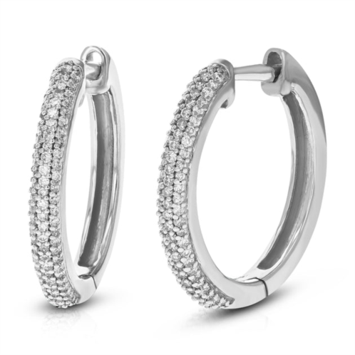 Vir Jewels 1/3 cttw 158 stones round lab grown diamond hoop earrings .925 sterling silver prong set 2/3 inch