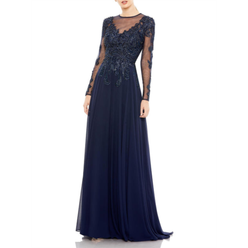 Mac Duggal womens embellished embroidered evening dress