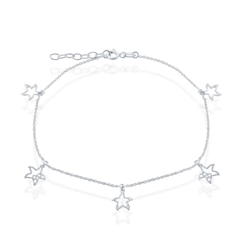 Simona sterling silver dangling starfish cut-out anklet