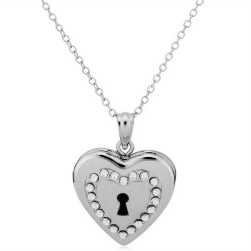 Fremada sterling silver with crystals keyhole heart locket pendant necklace (18 inch)