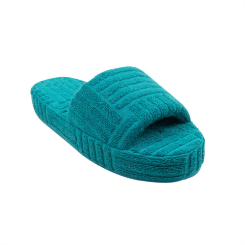 Bottega Veneta teal resort geometric sponge slides slippers