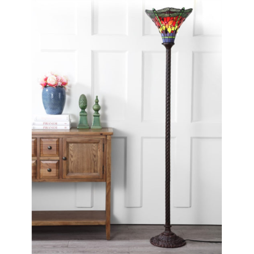JONATHAN Y dragonfly tiffany-style 71 torchiere floor lamp