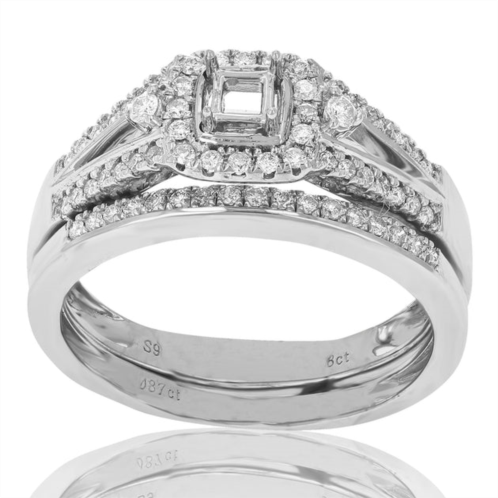 Vir Jewels 1/3 cttw diamond semi mount bridal set with center princess silver