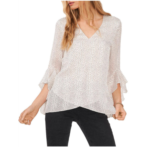 Vince Camuto womens dotted v-neck blouse