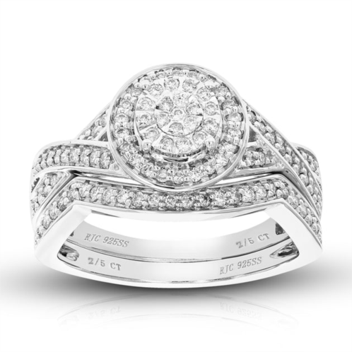 Vir Jewels 2/5 cttw round cut lab grown diamond wedding engagement ring bridal set .925 sterling silver prong set