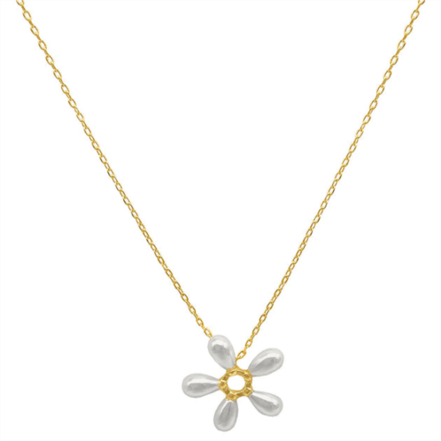 Adornia floral pearl pendant necklace gold
