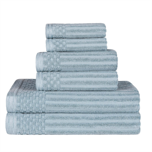 Superior soho cotton textured ribbed checker border absorbent 6-piece towel set