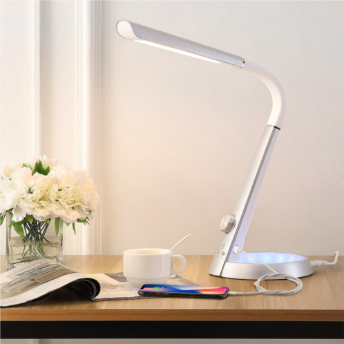JONATHAN Y milton 19 aluminum contemporary minimalist adjustable head dimmable usb charging led task lamp