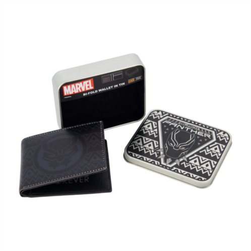 Concept One marvel black panther logo bifold wallet, slim wallet with decorative tin for men and women