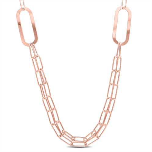 Mimi & Max paperclip chain necklace in rose plated sterling silver - 37 in