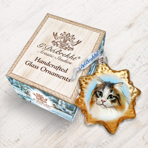 Designocracy kitty cat glass ornament